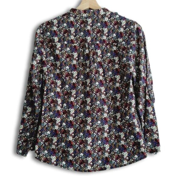 XXI FOREVER 21 Button Down Ditsy Floral Ruffle Detail Blouse Top Colorful Sz S - Picture 9 of 15